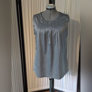 Vintage 80's black polka dots on white top, blouse